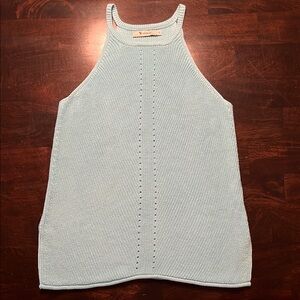 Soft Aqua Ribbed Tank Sweater by Yidarton, Size M